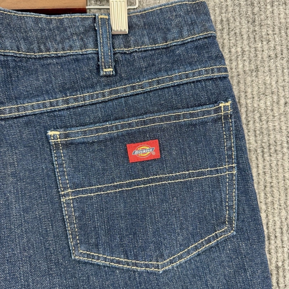 Dickies Flannel Lined Jeans Women 16 Straight Leg Red Plaid Workwear - Picture 5 of 10